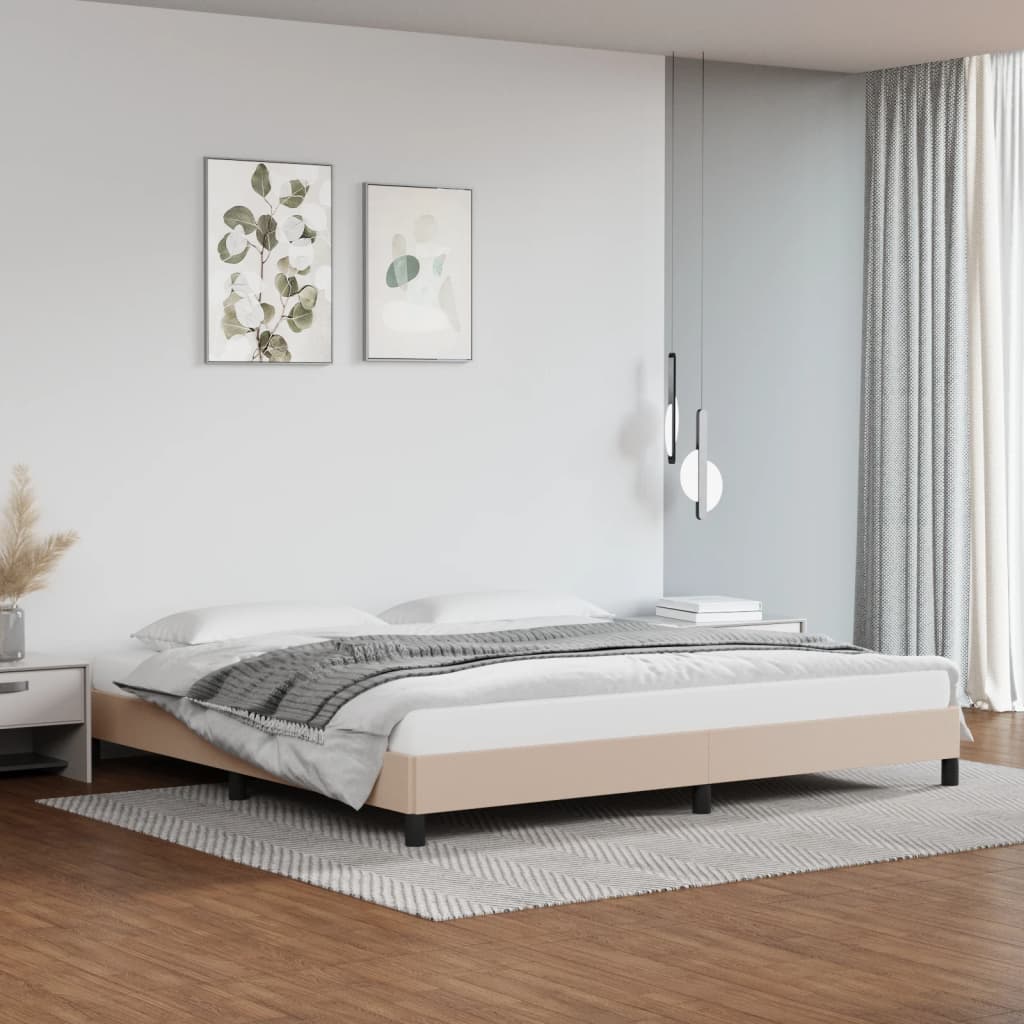 Bedframe kunstleer cappuccinokleurig 200x200 cm is nu te koop bij PeponiXL, paradijselijk wonen!