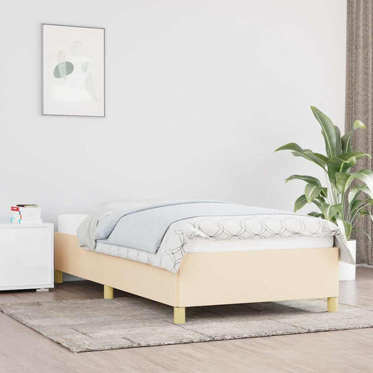 Bedframe zonder matras 80x200 cm stof crèmekleurig is nu te koop bij PeponiXL, paradijselijk wonen!