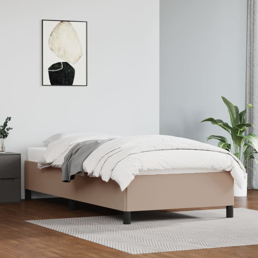 Bedframe kunstleer cappuccinokleurig 100x200 cm is nu te koop bij PeponiXL, paradijselijk wonen!