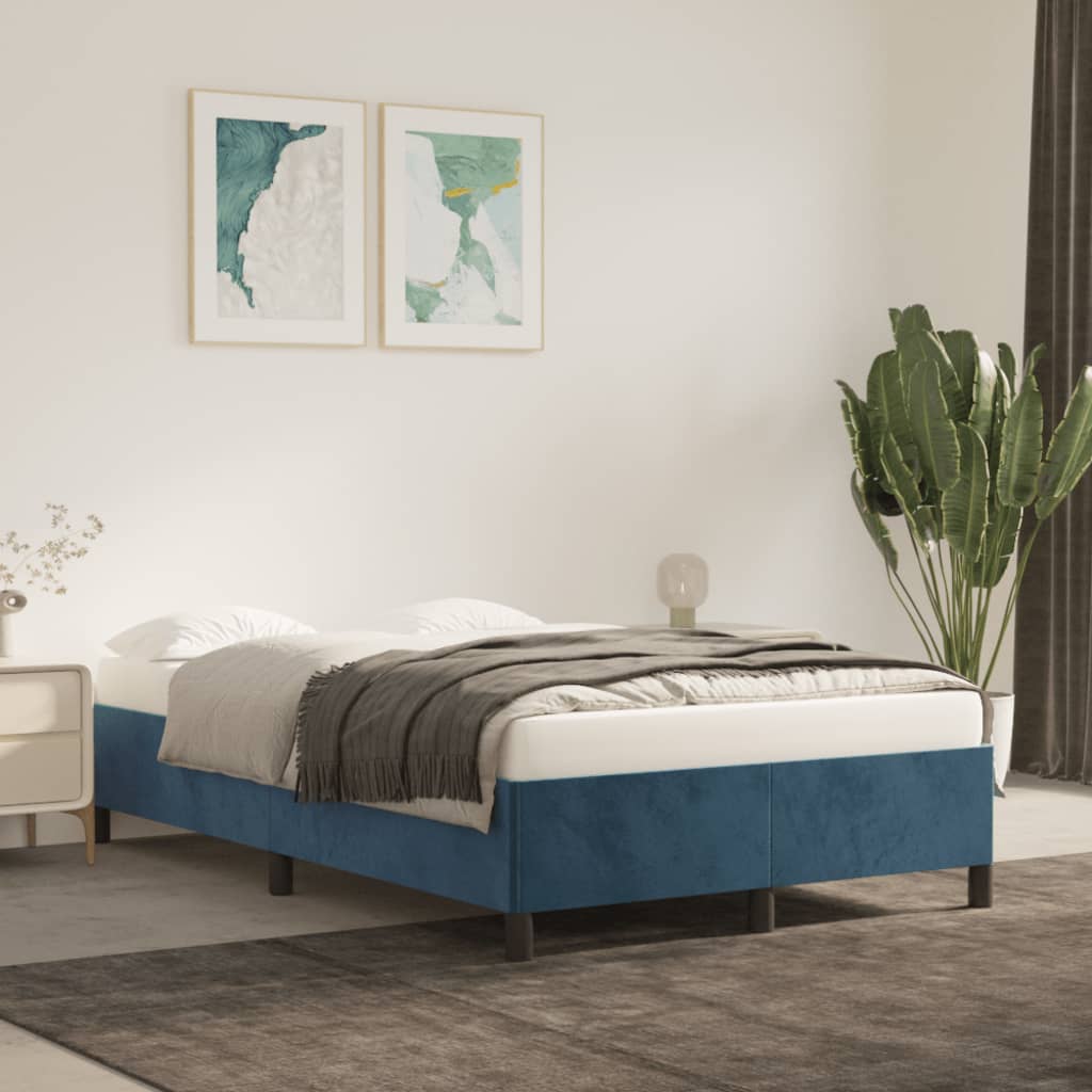 Bedframe zonder matras 120x200 cm fluweel donkerblauw is nu te koop bij PeponiXL, paradijselijk wonen!