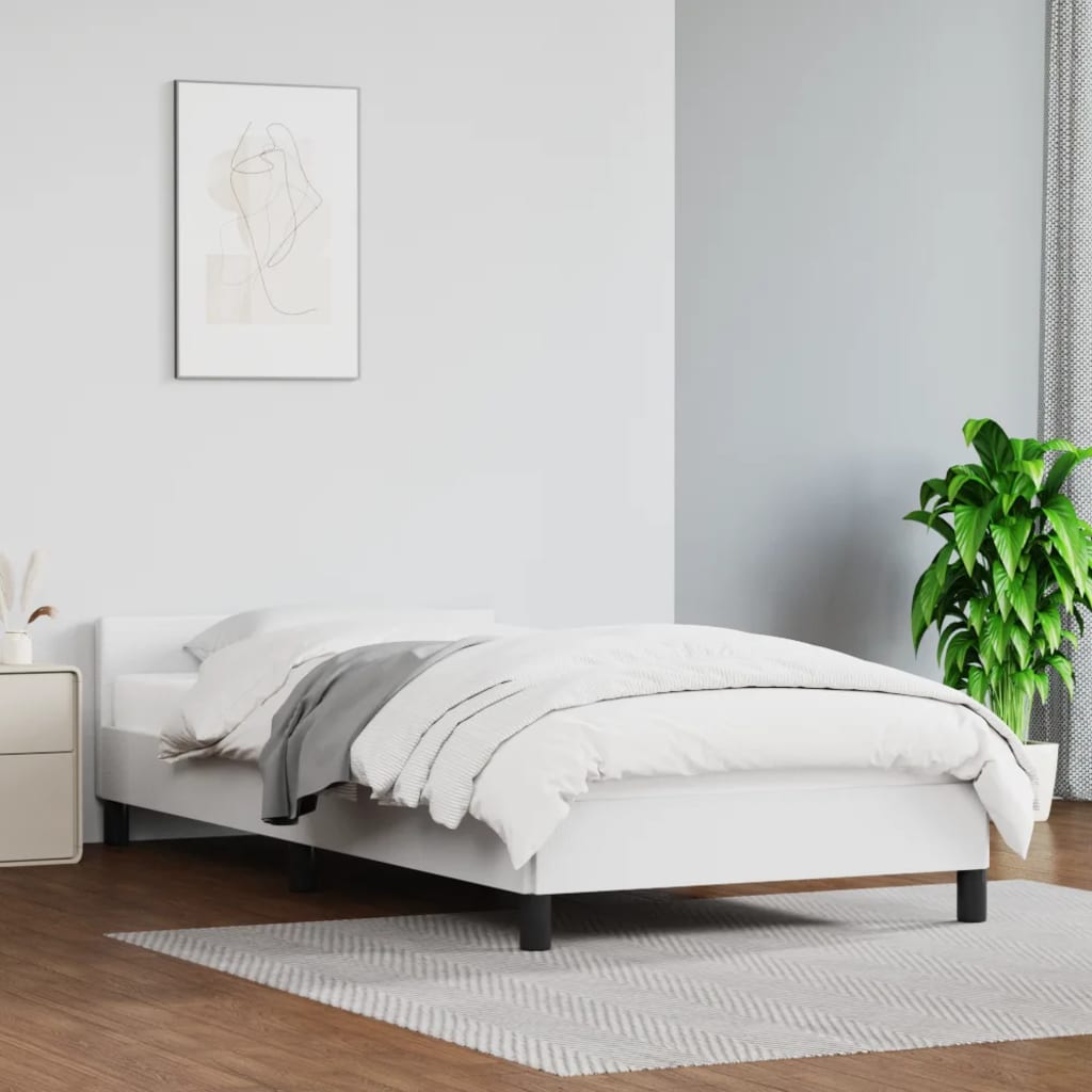 Bedframe met hoofdeinde zonder matras 100x200 cm wit is nu te koop bij PeponiXL, paradijselijk wonen!