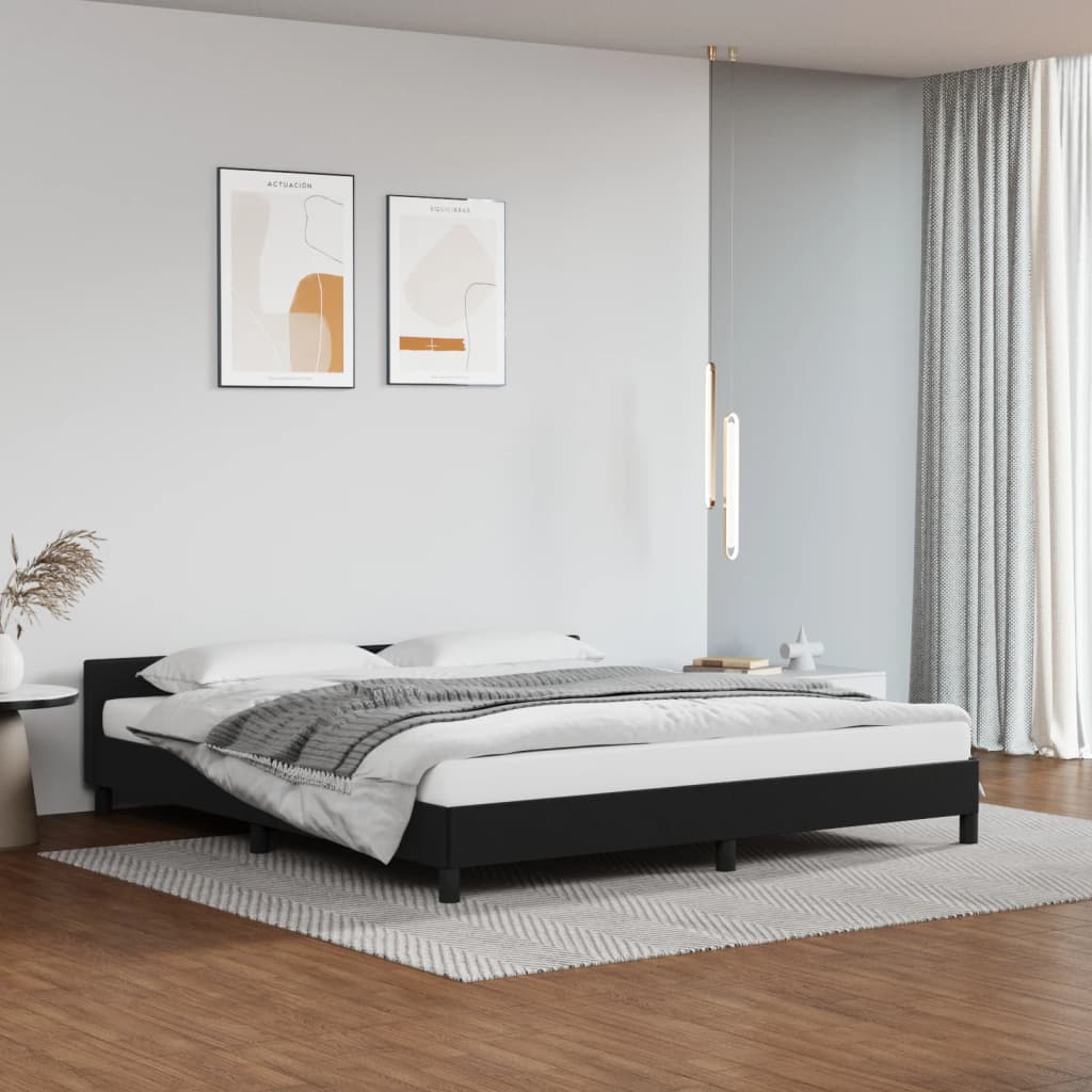 Bedframe met hoofdeinde zonder matras 180x200 cm zwart is nu te koop bij PeponiXL, paradijselijk wonen!