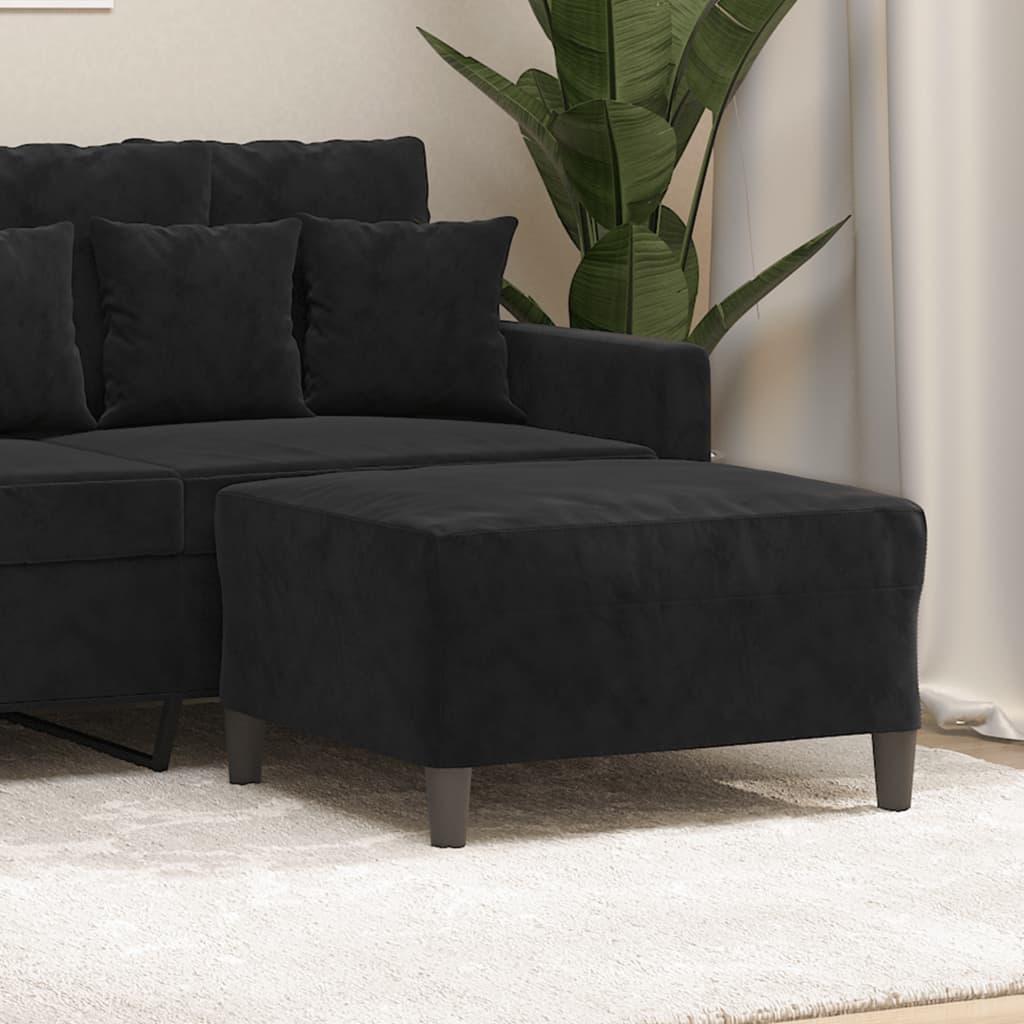 Voetenbank 70x55x41 cm fluweel zwart is nu te koop bij PeponiXL, paradijselijk wonen!