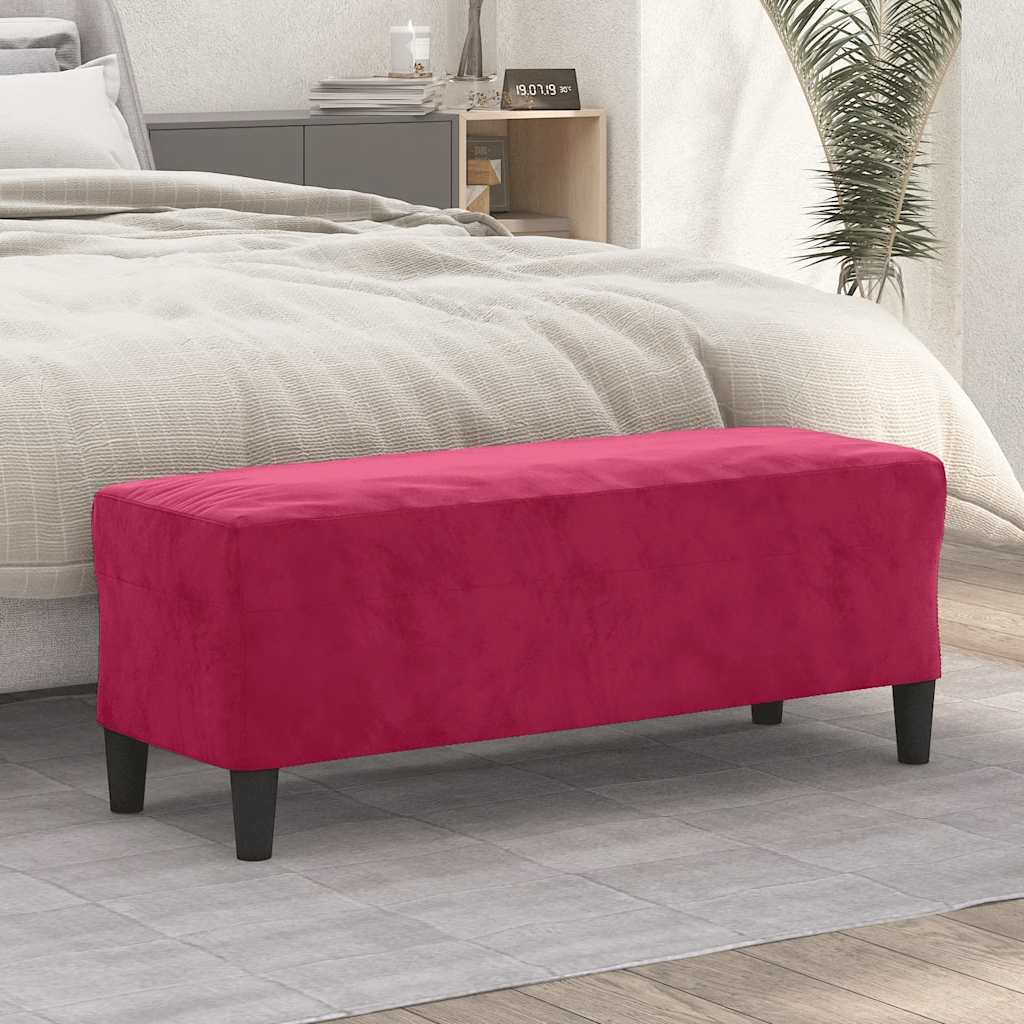 Bankje 100x35x41 cm fluweel wijnrood is nu te koop bij PeponiXL, paradijselijk wonen!