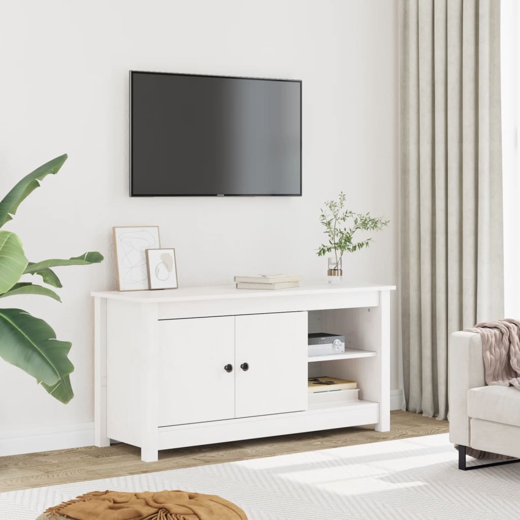 Tv-meubel 103x36,5x52 cm massief grenenhout wit is nu te koop bij PeponiXL, paradijselijk wonen!