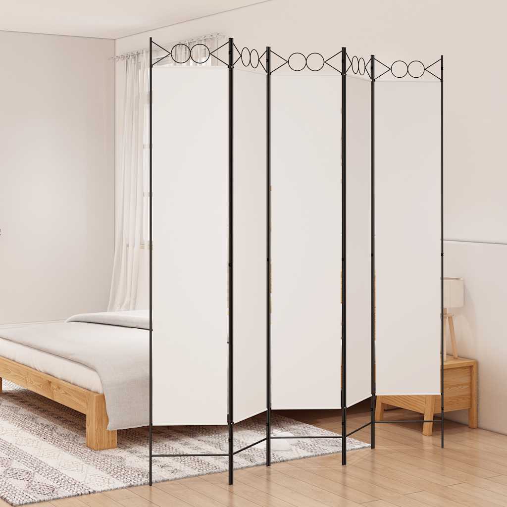 Kamerscherm met 5 panelen 200x220 cm stof wit is nu te koop bij PeponiXL, paradijselijk wonen!