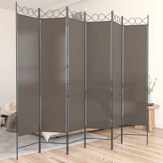Kamerscherm met 6 panelen 240x220 cm stof antracietkleurig is nu te koop bij PeponiXL, paradijselijk wonen!