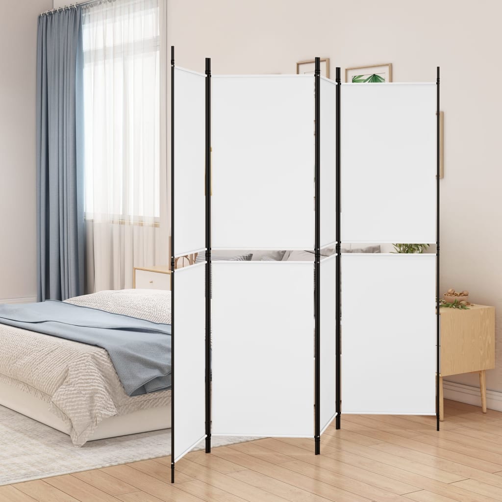 Kamerscherm met 4 panelen 200x180 cm stof wit is nu te koop bij PeponiXL, paradijselijk wonen!