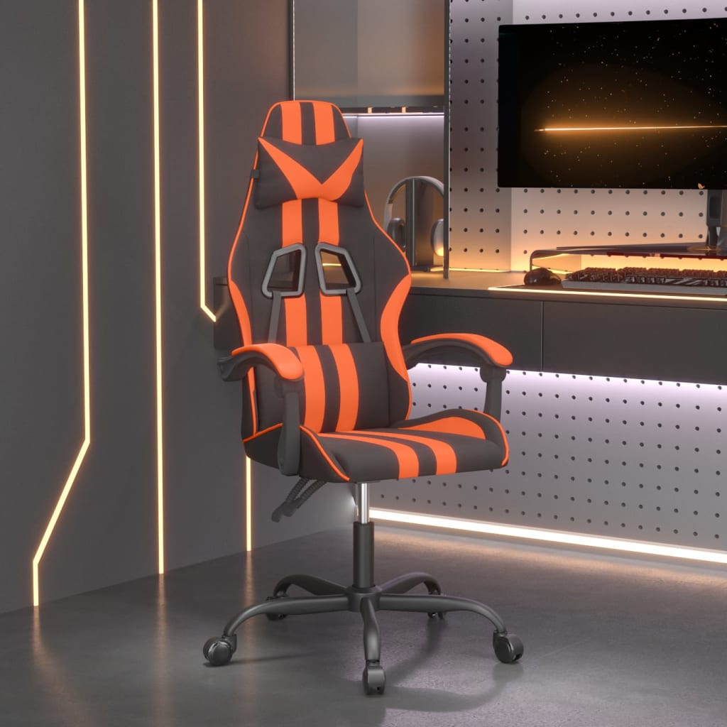 Gamestoel draaibaar kunstleer zwart en oranje is nu te koop bij PeponiXL, paradijselijk wonen!