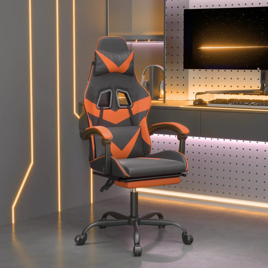 Gamestoel draaibaar met voetensteun kunstleer zwart en oranje is nu te koop bij PeponiXL, paradijselijk wonen!