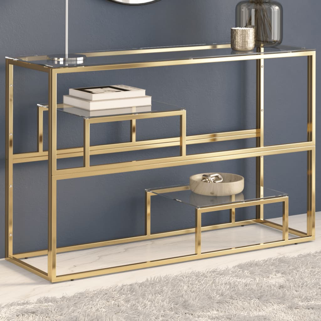 Wandtafel roestvrijstaal en gehard glas goudkleurig is nu te koop bij PeponiXL, paradijselijk wonen!