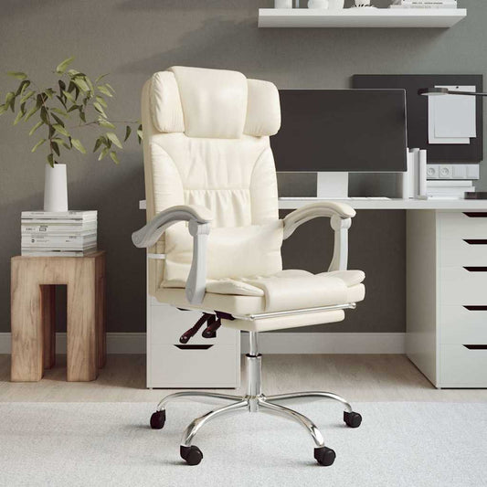 Kantoorstoel massage verstelbaar kunstleer crèmekleurig is nu te koop bij PeponiXL, paradijselijk wonen!