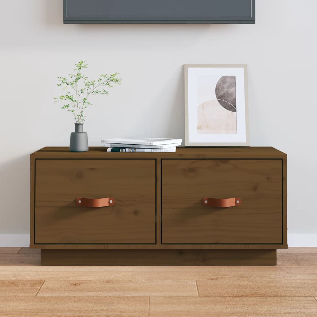 Tv-meubel 80x34x35 cm massief grenenhout honingbruin is nu te koop bij PeponiXL, paradijselijk wonen!
