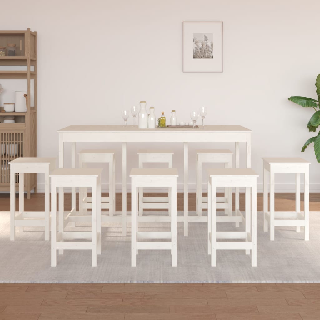 9-delige Barset massief grenenhout wit is nu te koop bij PeponiXL, paradijselijk wonen!