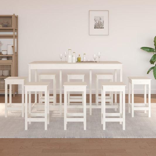 9-delige Barset massief grenenhout wit is nu te koop bij PeponiXL, paradijselijk wonen!