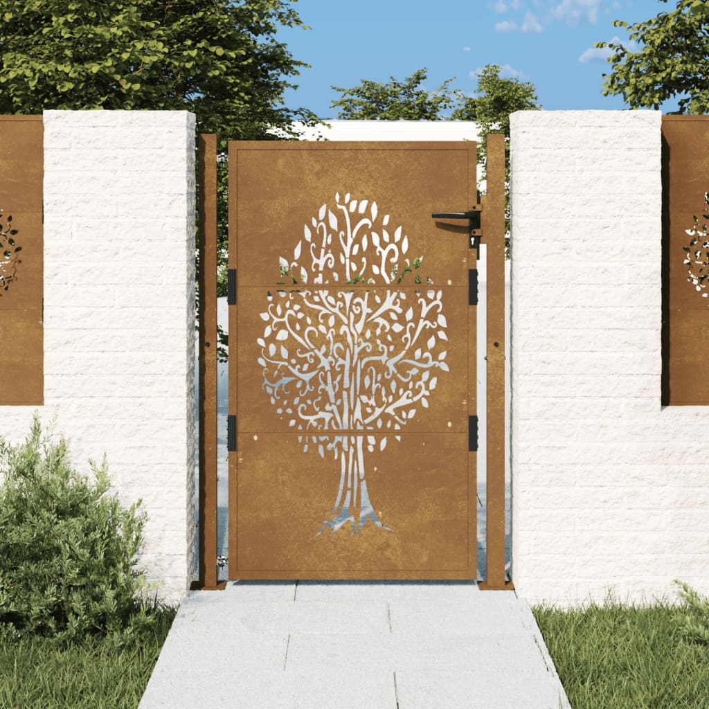 Poort 100x125 cm boomontwerp cortenstaal is nu te koop bij PeponiXL, paradijselijk wonen!