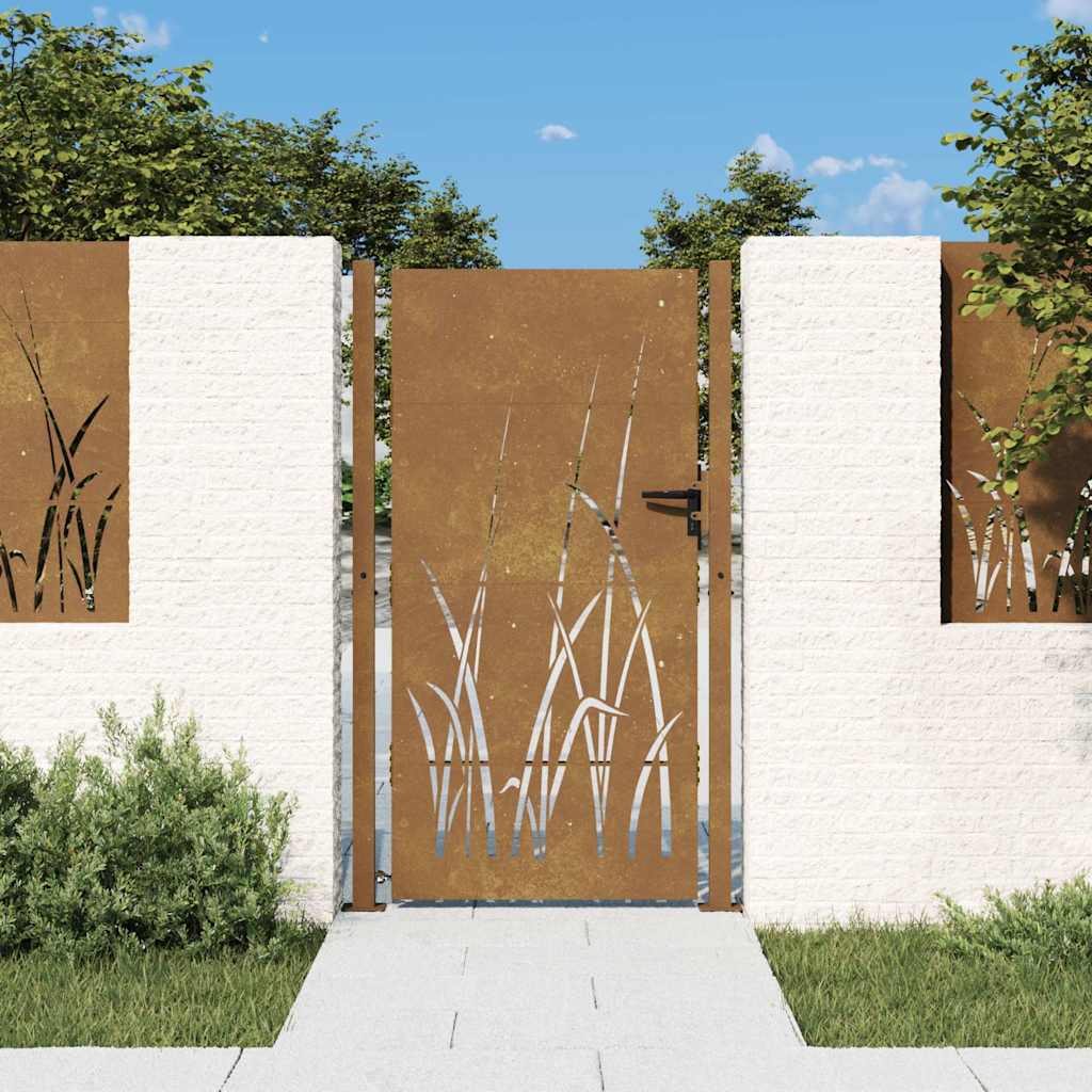 Poort 100x175 cm grasontwerp cortenstaal is nu te koop bij PeponiXL, paradijselijk wonen!