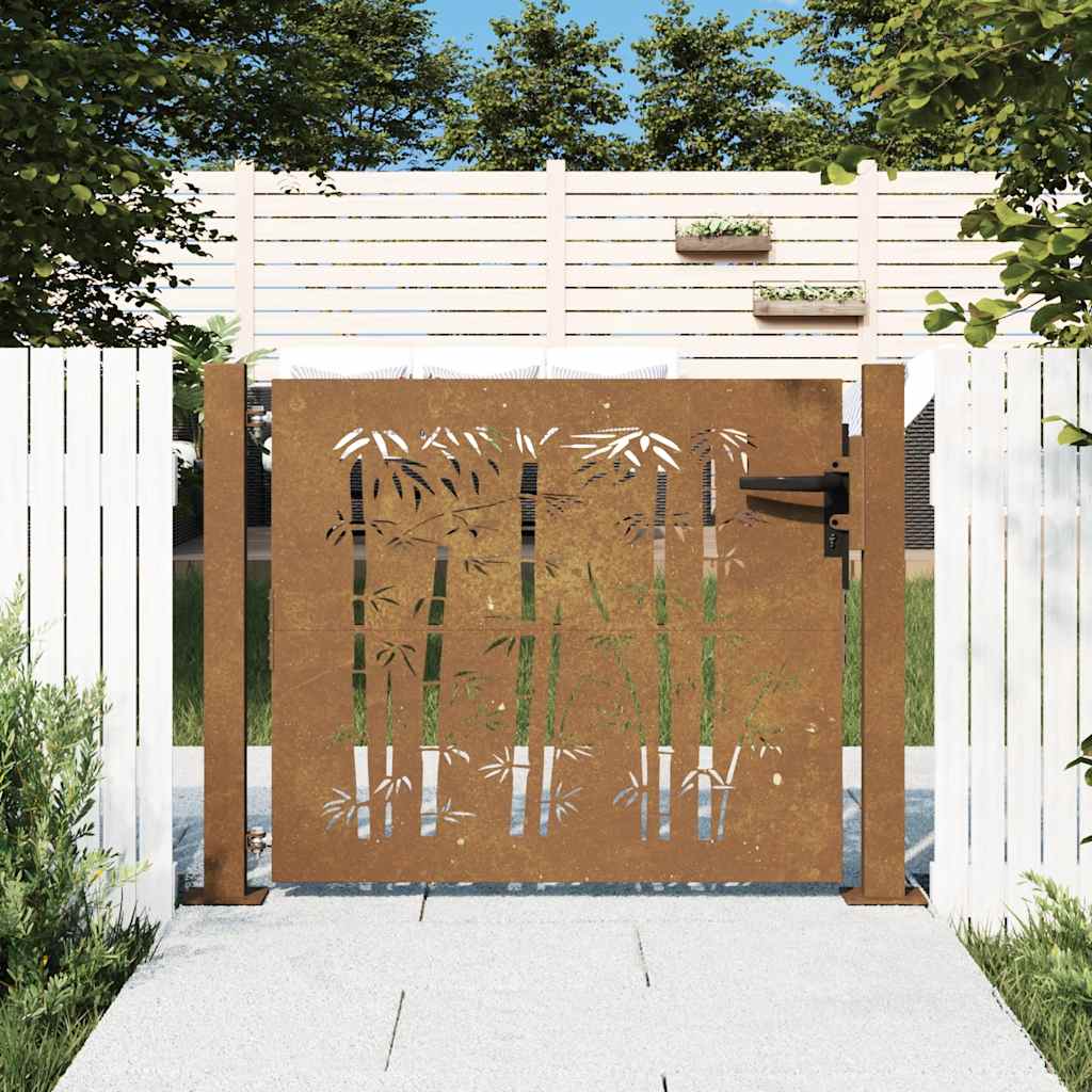 Poort 100x75 cm bamboe-ontwerp cortenstaal is nu te koop bij PeponiXL, paradijselijk wonen!