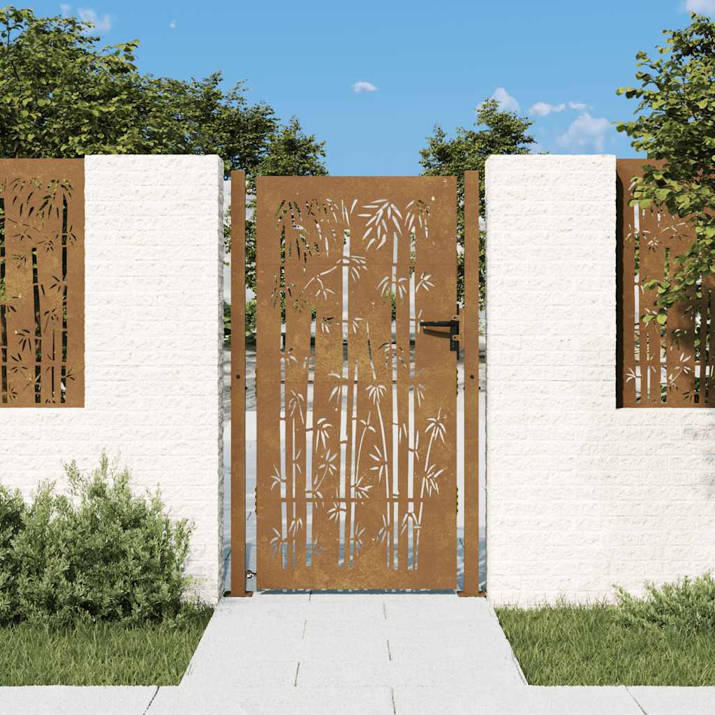Poort 100x200 cm bamboe-ontwerp cortenstaal is nu te koop bij PeponiXL, paradijselijk wonen!