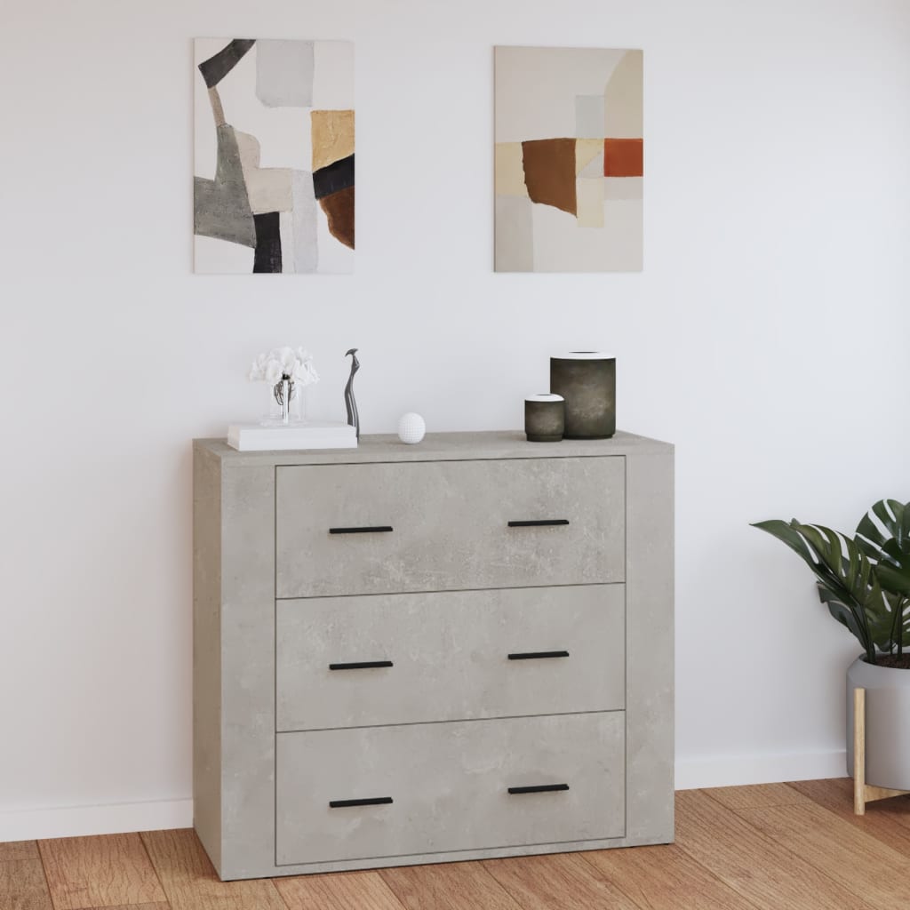 Dressoir 80x33x70 cm bewerkt hout betongrijs is nu te koop bij PeponiXL, paradijselijk wonen!
