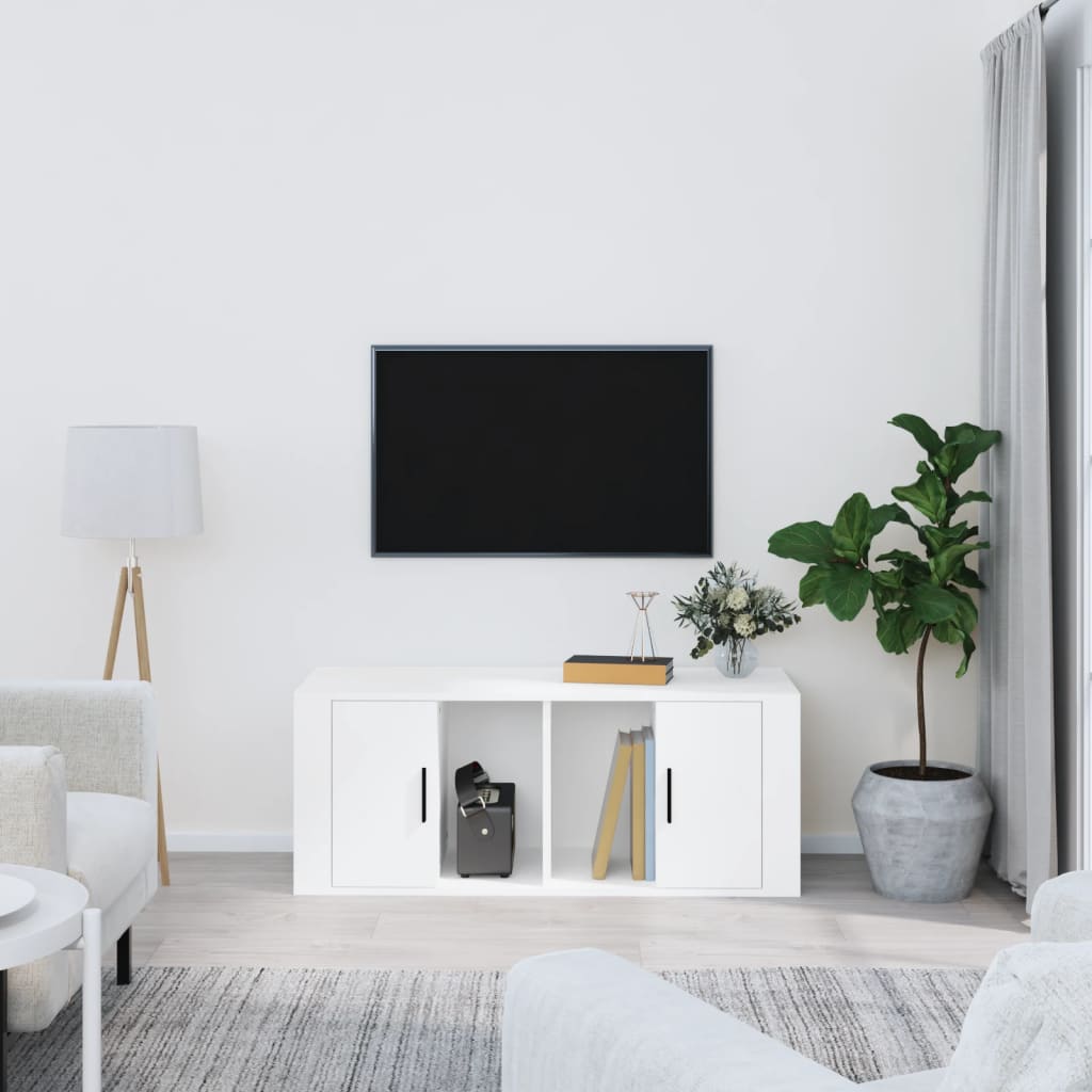 Tv-meubel 100x35x40 cm bewerkt hout wit is nu te koop bij PeponiXL, paradijselijk wonen!