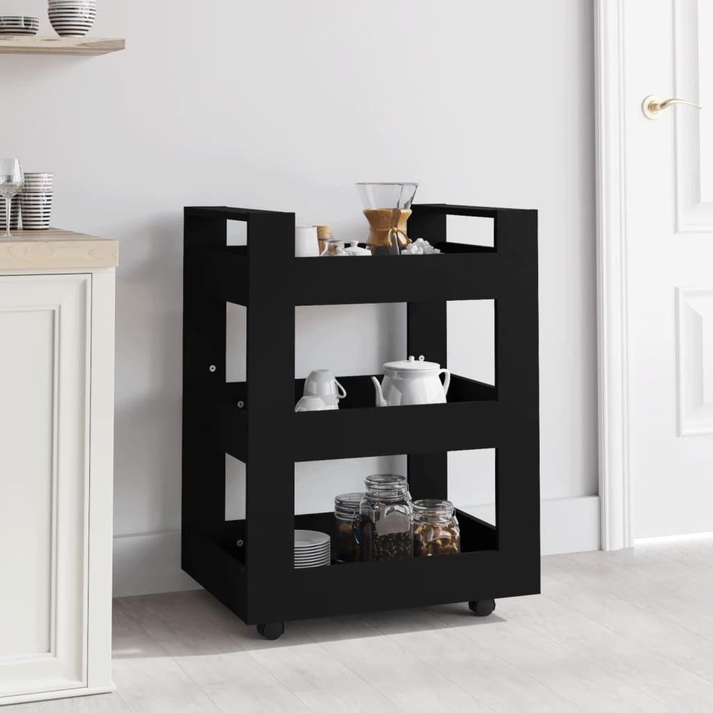 Keukentrolley 60x45x80 cm bewerkt hout zwart is nu te koop bij PeponiXL, paradijselijk wonen!