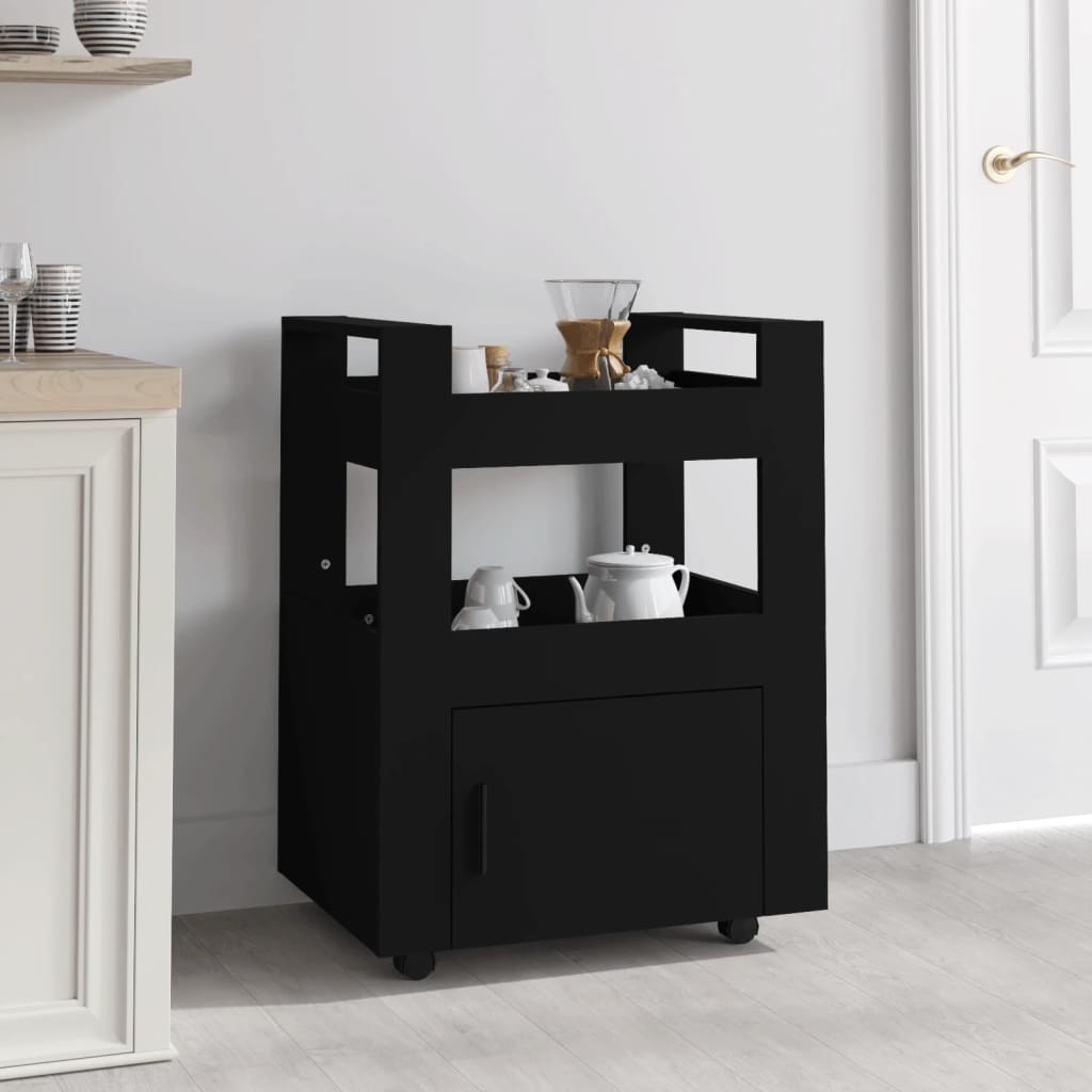 Keukentrolley 60x45x80 cm bewerkt hout zwart is nu te koop bij PeponiXL, paradijselijk wonen!