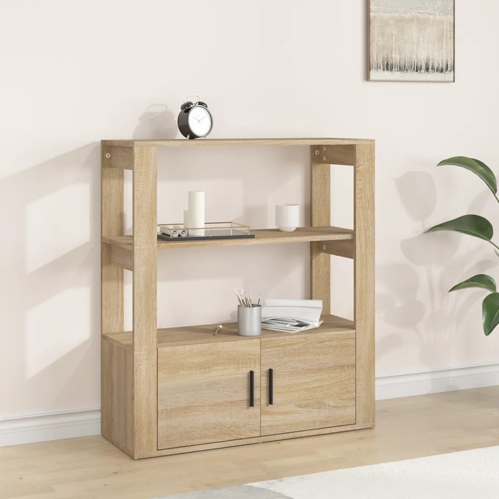 Dressoir 80x30x90 cm bewerkt hout sonoma eikenkleurig is nu te koop bij PeponiXL, paradijselijk wonen!