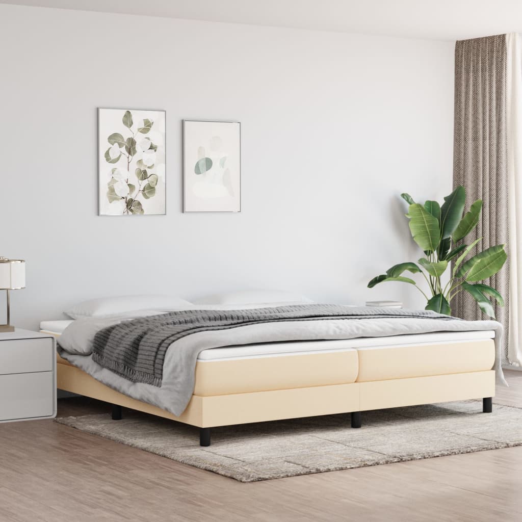 Boxspring bed stof crèmekleurig 200x200 cm is nu te koop bij PeponiXL, paradijselijk wonen!