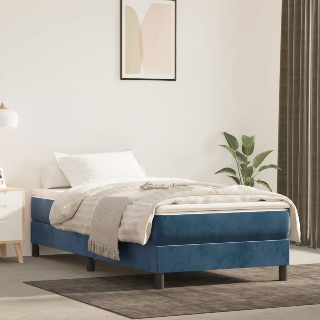 Boxspring bed 90x190 cm fluweel donkerblauw is nu te koop bij PeponiXL, paradijselijk wonen!