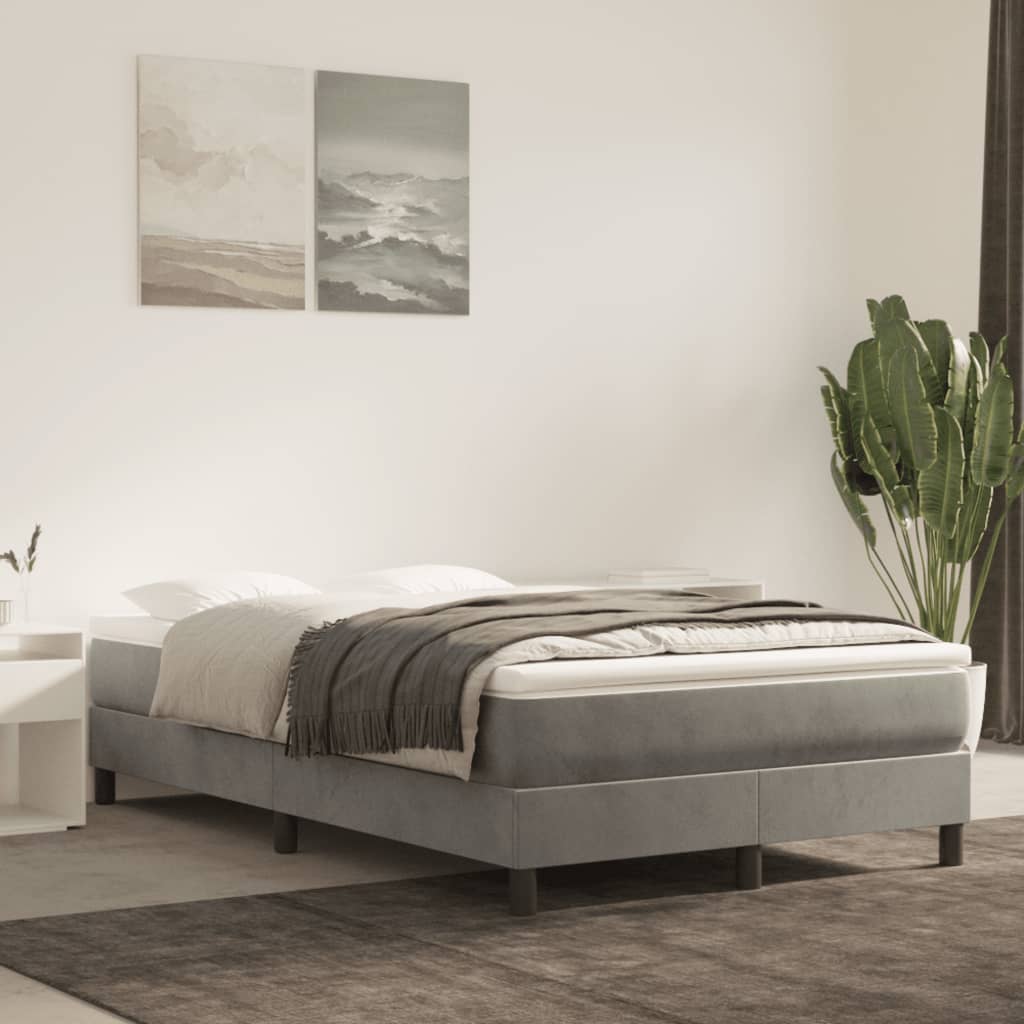 Boxspring bed 120x200 cm fluweel lichtgrijs is nu te koop bij PeponiXL, paradijselijk wonen!