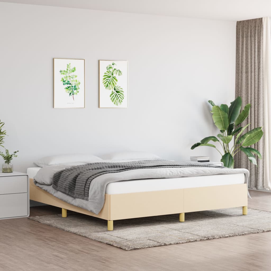 Boxspring bed stof crèmekleurig 160x200 cm is nu te koop bij PeponiXL, paradijselijk wonen!