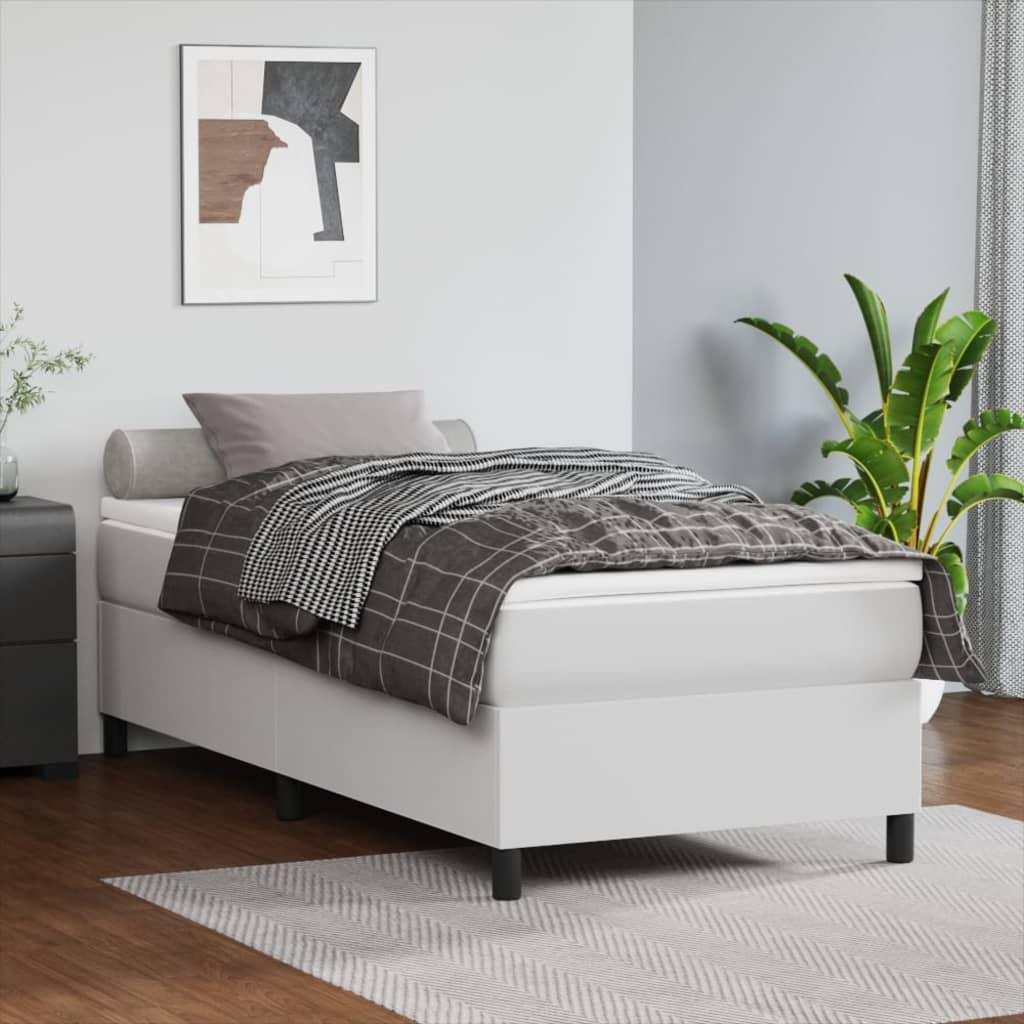 Boxspring bed kunstleer wit 100x200 cm is nu te koop bij PeponiXL, paradijselijk wonen!