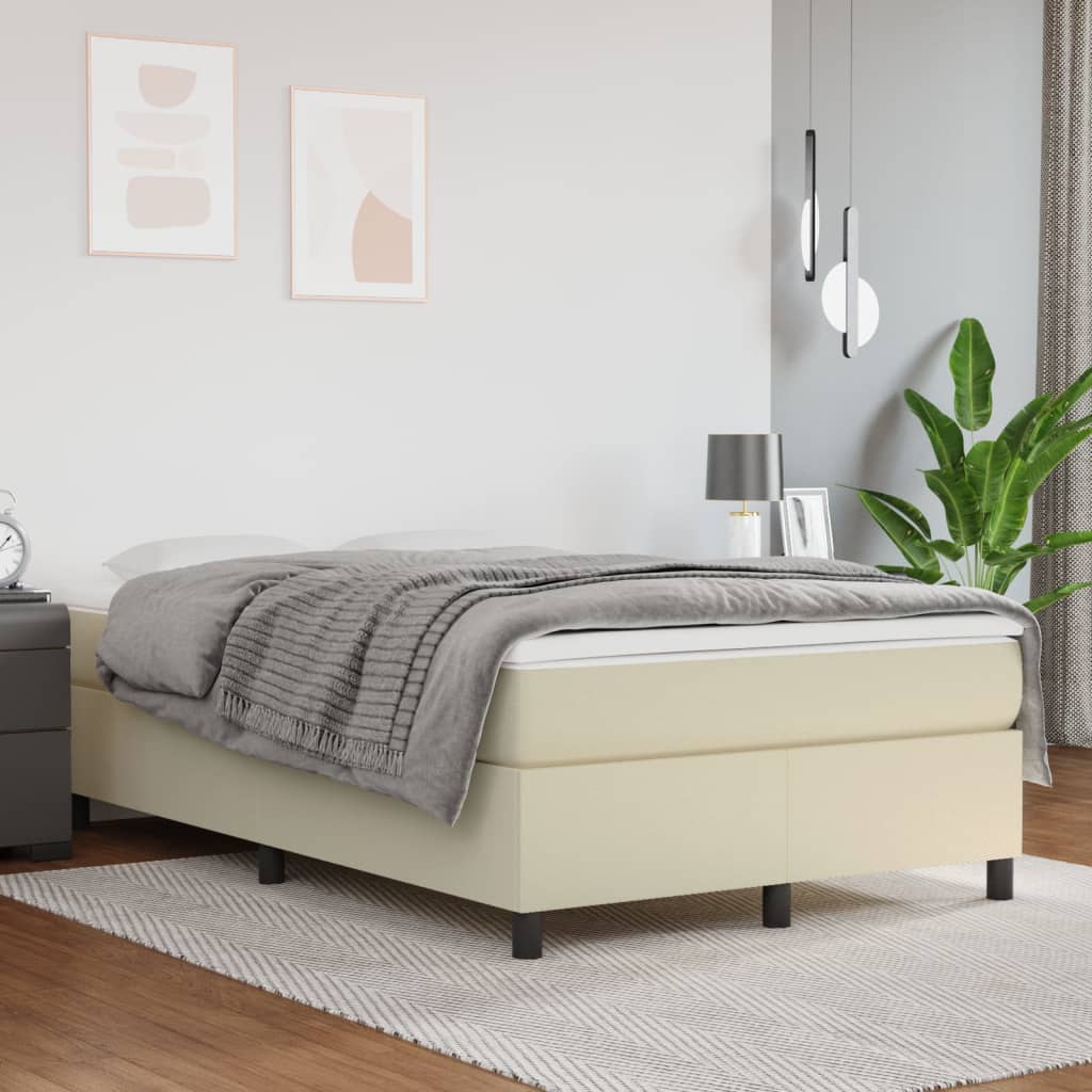 Boxspring bed kunstleer crèmekleurig 120x200 cm is nu te koop bij PeponiXL, paradijselijk wonen!