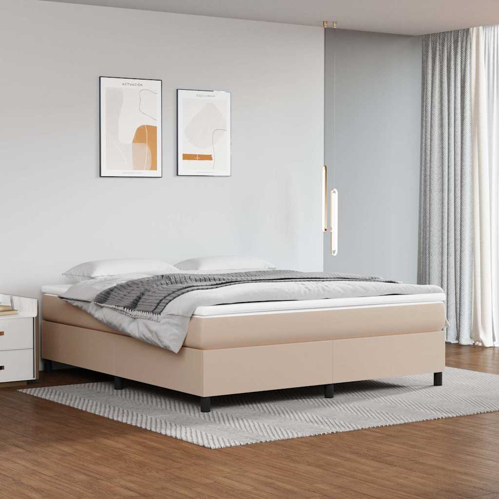Boxspring bed kunstleer cappuccinokleurig 180x200 cm is nu te koop bij PeponiXL, paradijselijk wonen!