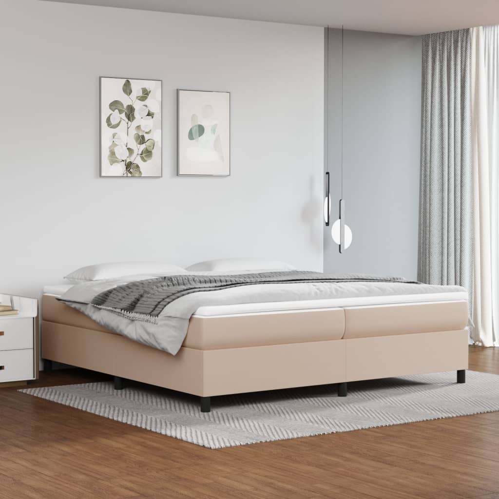 Boxspring bed kunstleer cappuccinokleurig 200x200 cm is nu te koop bij PeponiXL, paradijselijk wonen!