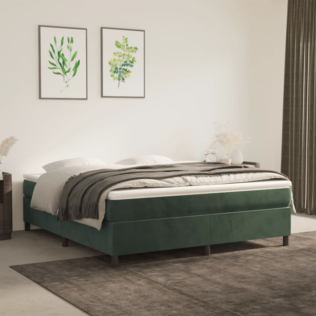Boxspring bed 160x200 cm fluweel donkergroen is nu te koop bij PeponiXL, paradijselijk wonen!