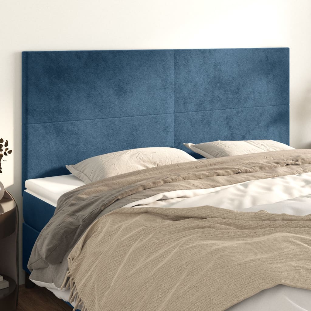 Hoofdbord donkerblauw 200x5x118/128 cm fluweel is nu te koop bij PeponiXL, paradijselijk wonen!