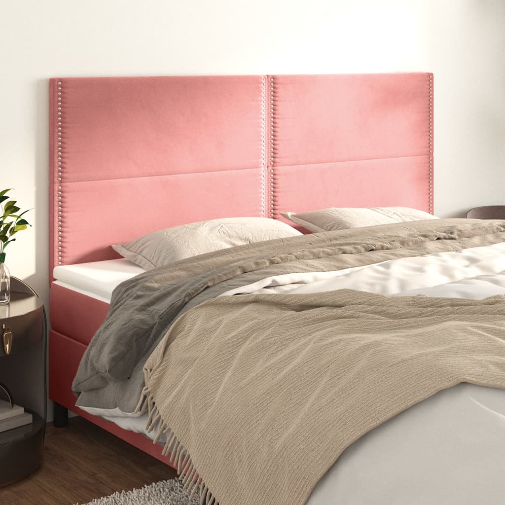 Hoofdbord roze 200x5x118/128 cm fluweel is nu te koop bij PeponiXL, paradijselijk wonen!