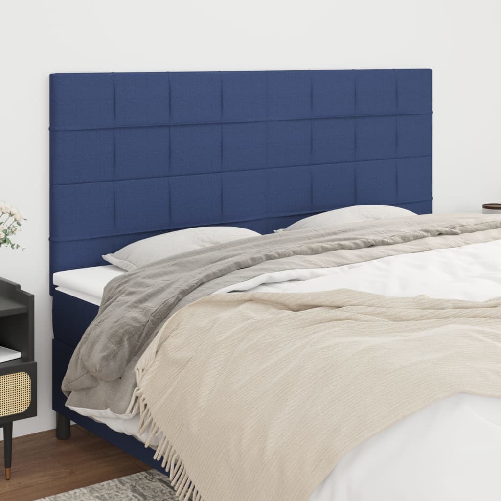 Hoofdbord blauw 200x5x118/128 cm stof is nu te koop bij PeponiXL, paradijselijk wonen!