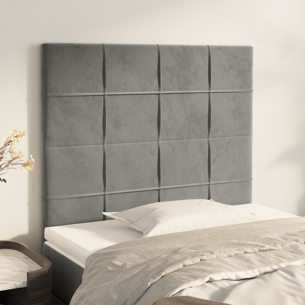 Hoofdbord lichtgrijs 80x5x118/128 cm fluweel is nu te koop bij PeponiXL, paradijselijk wonen!