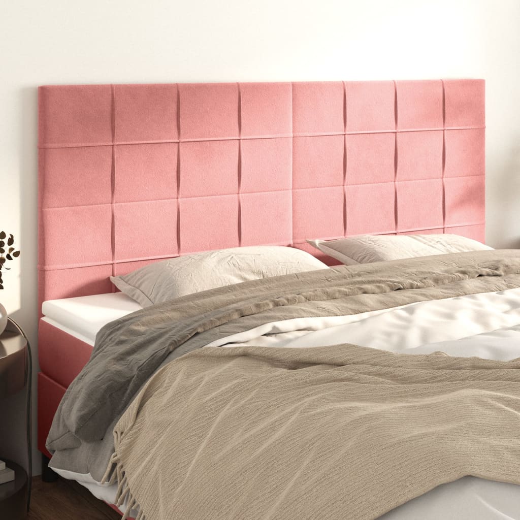 Hoofdbord roze 160x5x118/128 cm fluweel is nu te koop bij PeponiXL, paradijselijk wonen!