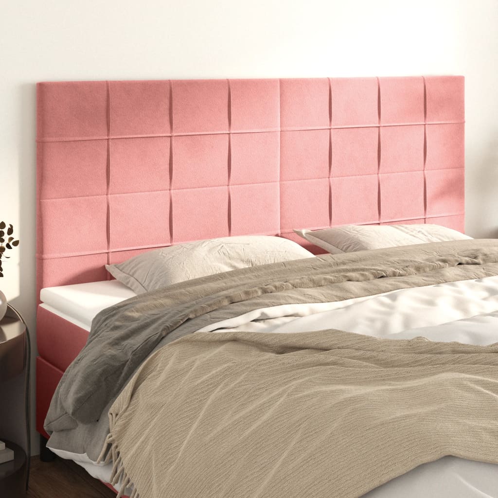 Hoofdbord roze 180x5x118/128 cm fluweel is nu te koop bij PeponiXL, paradijselijk wonen!