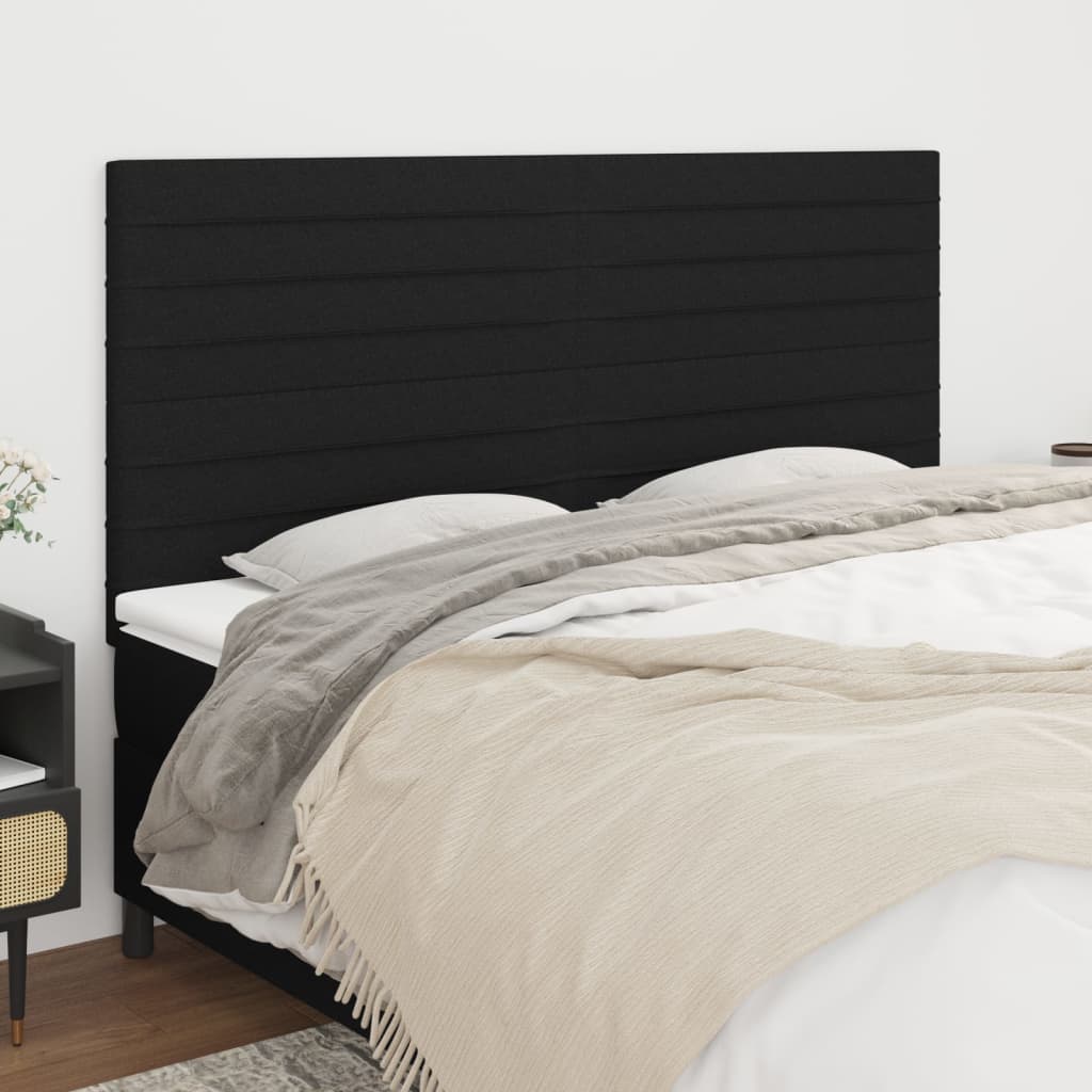 Hoofdbord zwart 200x5x118/128 cm stof is nu te koop bij PeponiXL, paradijselijk wonen!