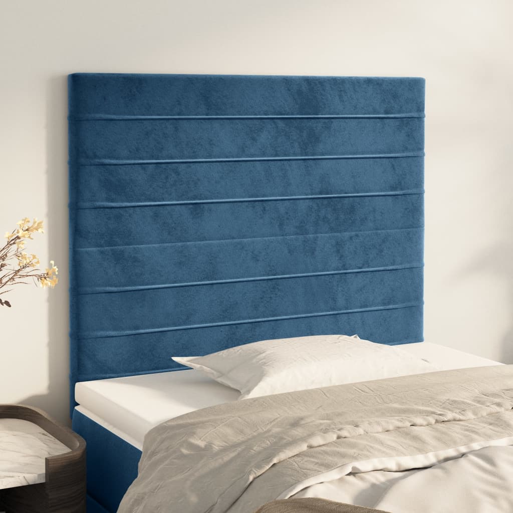Hoofdbord donkerblauw 80x5x118/128 cm fluweel is nu te koop bij PeponiXL, paradijselijk wonen!