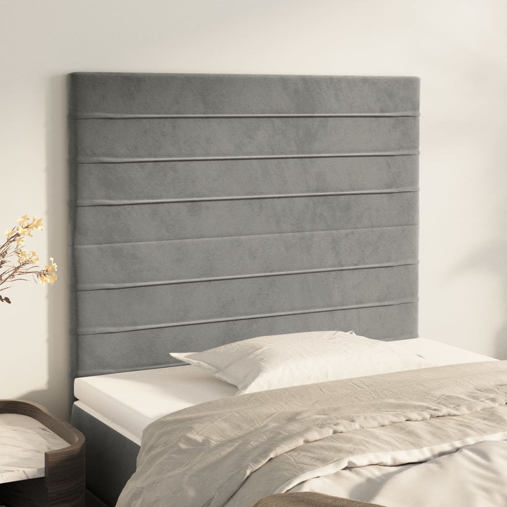 Hoofdbord lichtgrijs 90x5x118/128 cm fluweel is nu te koop bij PeponiXL, paradijselijk wonen!