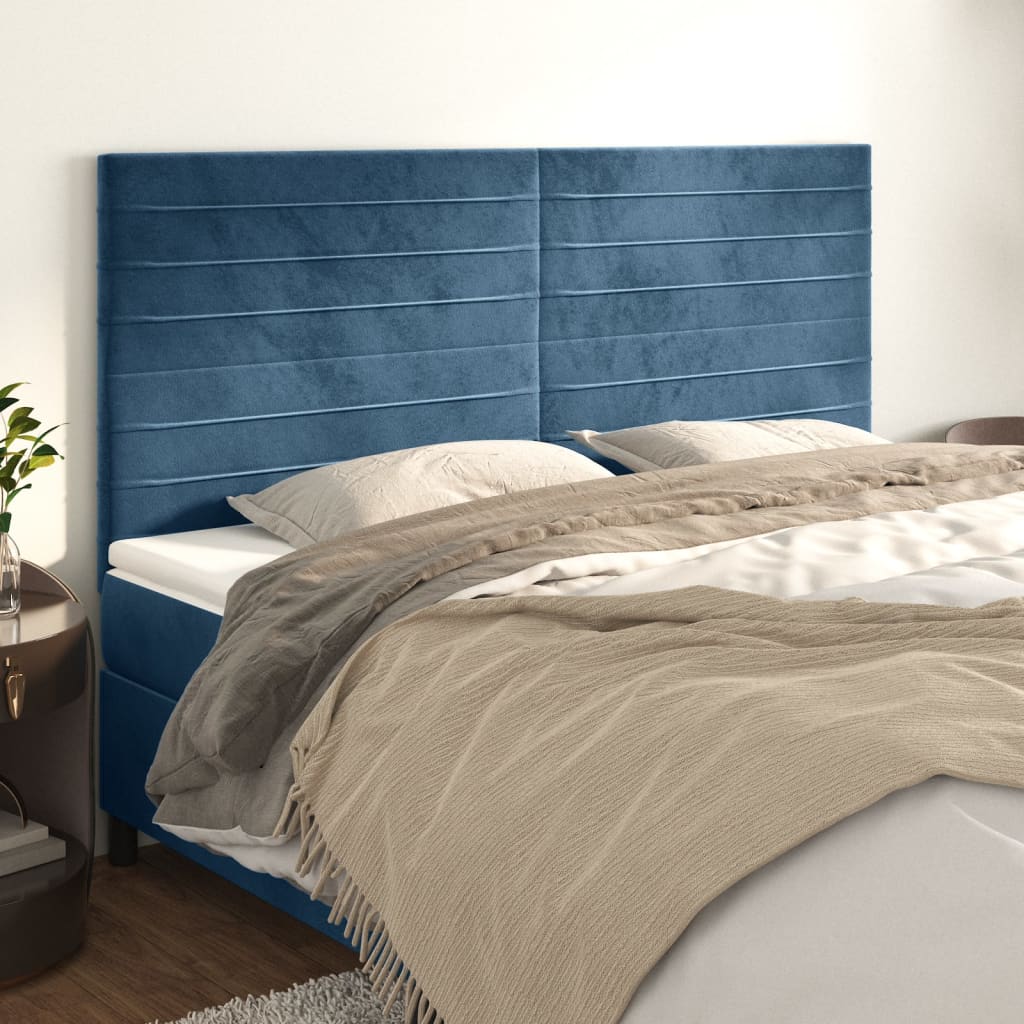 Hoofdbord donkerblauw 180x5x118/128 cm fluweel is nu te koop bij PeponiXL, paradijselijk wonen!