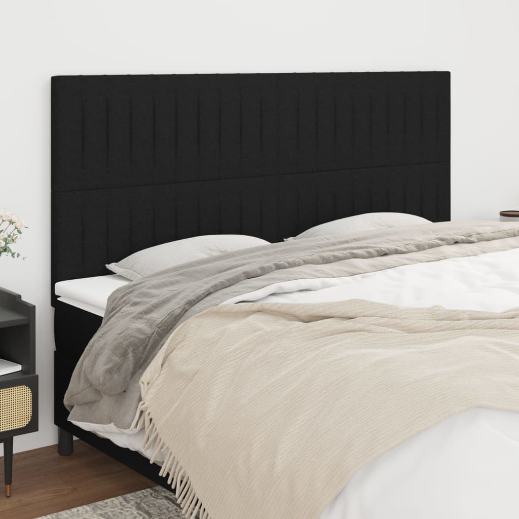 Hoofdbord zwart 160x5x118/128 cm stof is nu te koop bij PeponiXL, paradijselijk wonen!