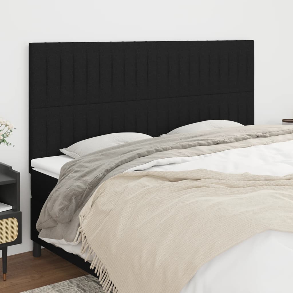 Hoofdbord zwart 180x5x118/128 cm stof is nu te koop bij PeponiXL, paradijselijk wonen!