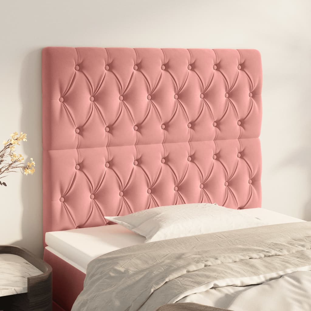 Hoofdbord roze 100x7x118/128 cm fluweel is nu te koop bij PeponiXL, paradijselijk wonen!